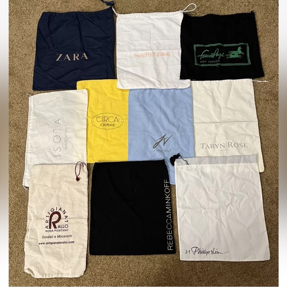 Designer Dust Bags (lot of 10) Small Sized, Various Colors, Materials & Brands